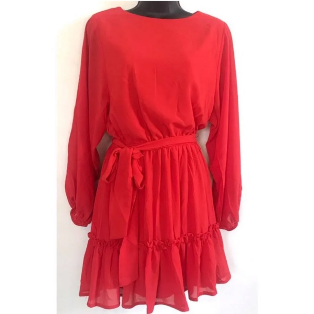 Flying Tomato Red Boho Long Sleeve Dress